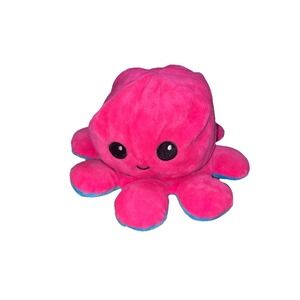 Reversible Octopus Plush Pink and Blue Mood Toy Happy Sad Flip Stuffed Animal 6"